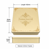 Boîte en fer blanc de luxe de 0,23 mm avec logo personnalisé imprimé, dorée, pour emballage de bonbons, chocolats et biscuits de mariage