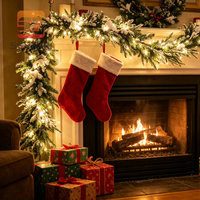 Guirlande de Noël pré-éclairée en pin floqué avec lumières LED, flexible, verdure enneigée, imperméable, pour extérieur, porche, rampe d'escalier