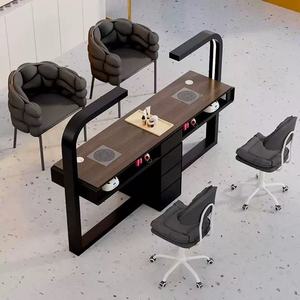 Table et chaise de salon de manucure noires pour une personne, très demandées, table professionnelle avec aspirateur. - Product Image 5