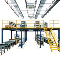 HONGXIN Étagère de mezzanine robuste personnalisable à 2-3 niveaux, sans boulons, à rivets, en acier laminé à froid, finition thermolaquée, anti-corrosion