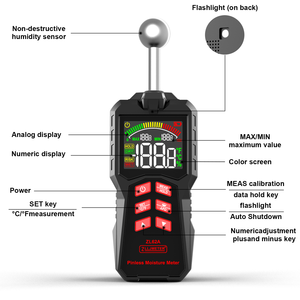 Hygromètre sans broche, <span class=keywords><strong>sonde</strong></span> à bille, écran LCD couleur numérique, plage de 0 à 100 % HR, fonction <span class=keywords><strong>d</strong></span>'alarme, profondeur de mesure de 20 à 40 mm <span class=keywords><strong>pour</strong></span> le <span class=keywords><strong>bois</strong></span> - Product Image 6
