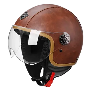 工厂Oem头盔高清遮阳板男女复古Abs 3/4复古头盔摩托车