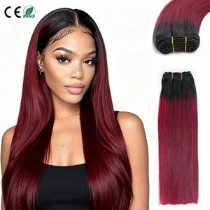 Extensions de cheveux humains à double trame T1B-99J, longues et lisses, qualité 10A 12A 14A, cheveux bruts avec cuticules intactes - Product Image 1