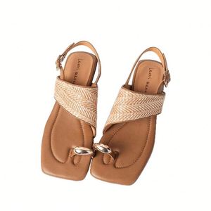 Elegantes Sandalias de Tacón Grueso con Tiras de Paja, Ligeras, Estilo Único, Calzado Romano de Verano para Mujer - Product Image 4