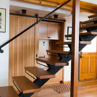 Kit d'escalier en forme de U en bois préfabriqué Prima Modern Single Stringer Escaliers droits d'intérieur durables pour appartements