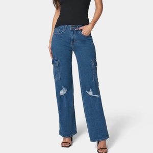 Jeans de Verano de Alta Calidad al por Mayor, Jeans Anchos de Cintura Alta a la Moda para Mujer - Product Image 1