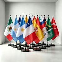 Drapeau de table pour réunion d'affaires, drapeau de pays personnalisé pour affichage de bureau, mât de drapeau en fibre de verre imprimé numériquement