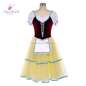26005 Body da Danza Romantica in Tulle Morbido <span class=keywords><strong>Giallo</strong></span> con Corpetto Bordeaux - <span class=keywords><strong>Tutù</strong></span> da Balletto - Product Image 1