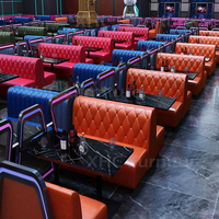 Conjunto de Sofás de Salón Tapizados en Cuero PU de Lujo para Discoteca, con Mesa de Bar LED para Club, Salón, KTV, Entretenimiento