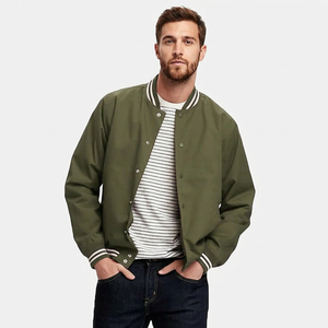 Veste de baseball vintage vert olive pour homme, en laine chenille, broderie personnalisée, logo, lettrage, grandes tailles. - Product Image 1