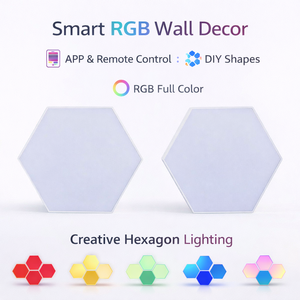<strong>Hexagon</strong> Wall <strong>Light</strong> Modular LED Wall <strong>Panels</strong> Warm <strong>Light</strong> Bedroom Bedside Ambient Lighting Home Decor - Product Image 2