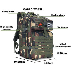 LUPU Sac à dos de sport tactique unisexe 900D Oxford PVC Lining Waterproof Jungle Camo Zipper Closure Internal Frame Gym Bag - Product Image 4