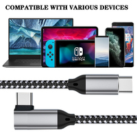 Câble de charge 90 degrés 100W Type C Type C 20V 5A USB C à angle droit Câble en cuivre 90 degrés 1m Téléphones portables Ordinateurs Caméras