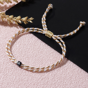 <span class=keywords><strong>Bracelet</strong></span> en fil d'or tressé fait main Resoul, personnalisé avec initiale noire, <span class=keywords><strong>macramé</strong></span>, cadeau pour couple, bijou d'amitié - Product Image 5