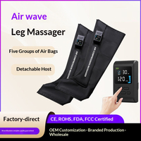 Masseur à compression d'air pour les jambes entières rechargeable, 5 modes, 7 niveaux de pression, réglages ajustables, fonction de mémoire pour 2 heures d'utilisation