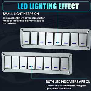 Offre Spéciale bon <span class=keywords><strong>prix</strong></span> <span class=keywords><strong>voiture</strong></span> universelle 12V 24V 8 Gang aluminium lumière LED interrupteur à bascule panneau bascule tableau <span class=keywords><strong>de</strong></span> bord 5 Pi - Product Image 4