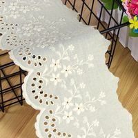 Dentelle en coton large en gros, dentelle blanche en coton, dentelle à volants, dentelle à œillets, dentelle brodée, bordures pour vêtements de bébé et d'enfant