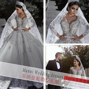 Vestido de novia de encaje de manga larga para comercio exterior, venta al por mayor, estilo africano, personalizado, novedad 2023 - Product Image 1