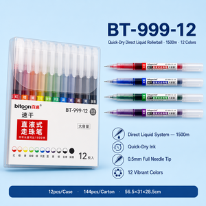0.5mm Liquid Gel Pen Set 12pcs Custom Logo Wholesale Quick Dry Smooth Ink School Office Stationery Supplies Bulk Students