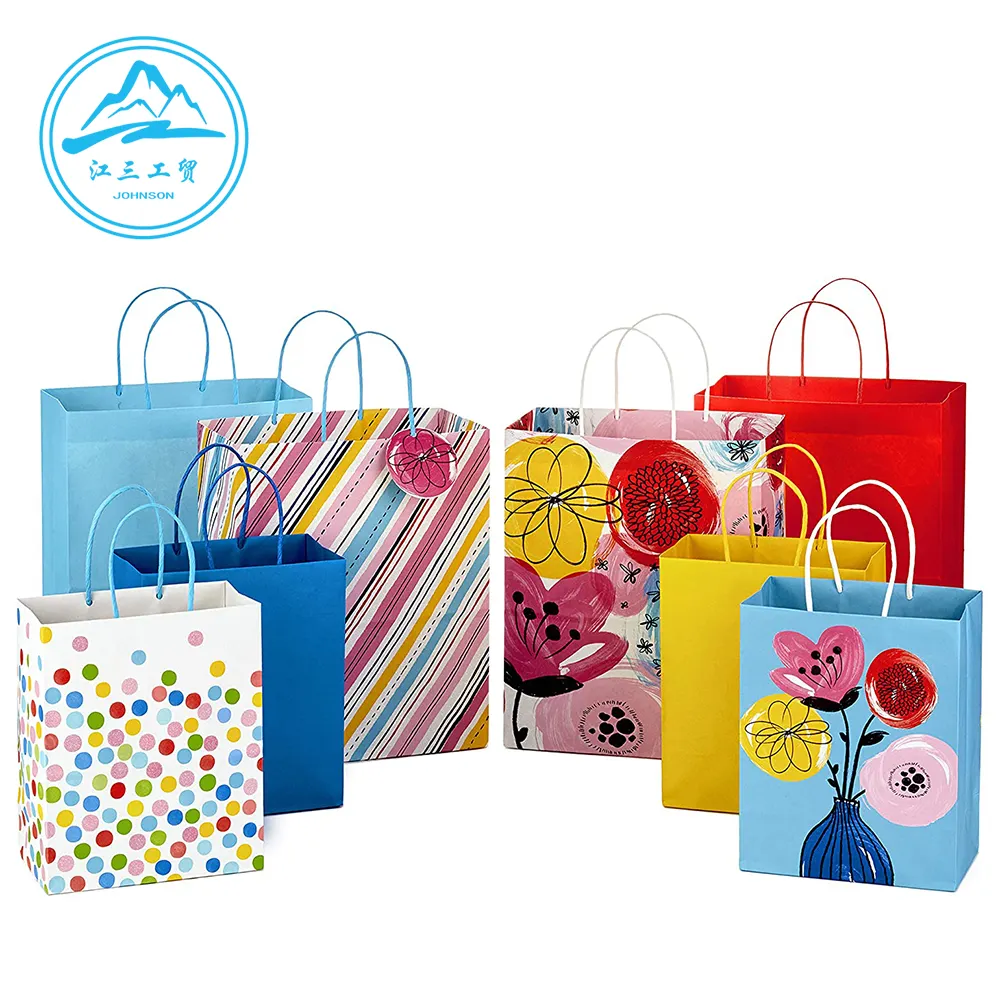 Bolsas de papel pequeñas con asas para negocios, paquete de 36 bolsas de 8X4X10 pulgadas con diseño Floral, regalos de Boutique, recuerdos de boda
