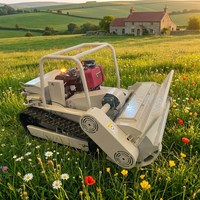 Tondeuse à gazon industrielle télécommandée 15 CV diesel sur chenilles pour désherbage de pentes et vergers, personnalisable OEM