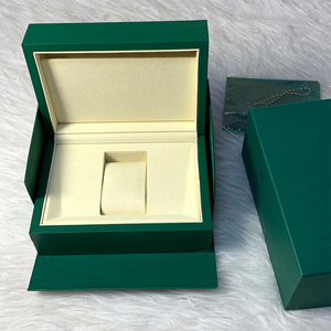 กล่องนาฬิกาไม้สีเขียวทรงสี่เหลี่ยมผืนผ้าระดับไฮเอนด์ OEM สำหรับแบรนด์หรู  ปรับแต่งได้ กล่องของขวัญนาฬิกาอัตโนมัติสำหรับผู้ชาย - Product Image 1