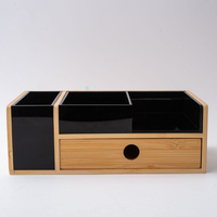 Boîtes de rangement de style tiroir, petits organisateurs de bureau multi-niveaux en bambou et acrylique, adaptés au rangement de bureau