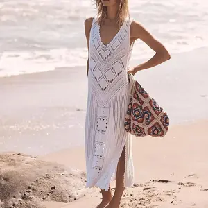 2023 vestito da spiaggia estivo lavorato a maglia all'uncinetto con scollo a V Sexy di alta qualità copre i costumi da bagno per le donne