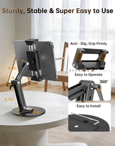 Supporto da pavimento per tablet con braccio allungabile, alternativa stabile e girevole al supporto per monitor da scrivania, per uso commerciale - Product Image 4