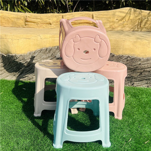 Children's Plastic <b>Stool</b> 26.5x31.5cm Stackable Modern Design For Home <b>Bathroom</b> Shower Use Mixed Color Polypropylene Material - Product Image 3