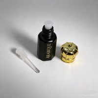Vente en gros de flacons en verre noir personnalisés avec logo, 3 ml, 6 ml, 12 ml, pour huile de parfum arabe Oud Musk, flacon à bille avec pochette en velours