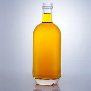 Best Selling High Neck Round Super Flint Glass Liquor Bottle For Vodka Brandy Champagne With Cork Top Or Screw Top