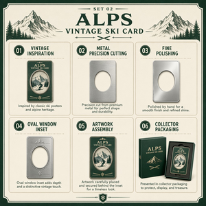 Collection Premium de Cartes à Collectionner en Métal Série Ski Alpin – Art Émail Ovale Vintage <span class=keywords><strong>Alpes</strong></span> Sports d'Hiver pour Collectionneurs - Product Image 2