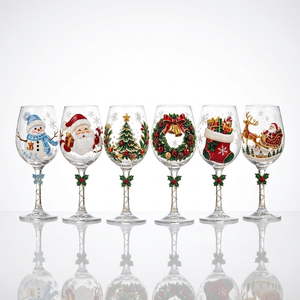 Weihnachtliches Hitzebeständiges Glas-Kunst-Set mit Schneeflocken-Design, Stiellose Form, 6-teiliges Set für Lounge-Nutzung - Product Image 1