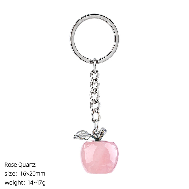 Llavero de manzana de cristal rosa