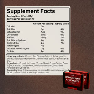 Koreaanse Rode Ginseng L-Theanine Ashwagandha Extract Chocolade <span class=keywords><strong>Supplement</strong></span> Ondersteunt Alertheid & Focus Chocolade Antioxidant - Product Image 3