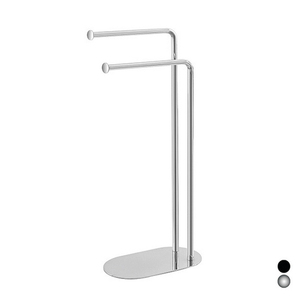 Porte-serviettes sur pied avec deux bras et base ovale, noir - Product Image 1