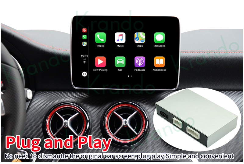 Krando Wireless Carplay Interface Box per Mercedes Benz A W176 GLA W156 NTG 4.0 4.5 5.0 Siri Control Android aggiornamento automatico AI