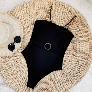 Maillot de bain une pièce Vintage, couleur unie, noir, Sexy, pour femmes, vêtements de plage, nouvelle collection, été, 2023 - Product Image 2