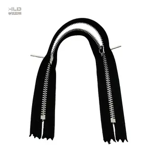 Factory Direct 3#5# Closed Double Slider Handbag Clothing Decorative Surcoat Accessories Sliver Tooth Zinc Alloy Zipper.