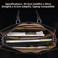 Porte-documents en cuir véritable pour homme avec logo personnalisé, grande capacité, sac pour ordinateur portable, sac de bureau pour homme avec logo personnalisé