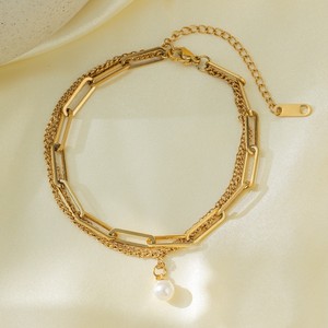 สร้อยข้อมือมุกสแตนเลสสตีลสำหรับผู้หญิง - ชุบ PVD ทอง 18K - เครื่องประดับของขวัญอเนกประสงค์ทันสมัยมีเสน่ห์ ขายส่ง - Product Image 3