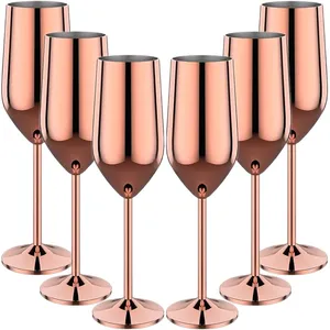 Set <span class=keywords><strong>di</strong></span> 6 <span class=keywords><strong>Bicchieri</strong></span> da Vino Ecologici in Acciaio Inossidabile Infrangibili 220ml/250ml, Calici per Cocktail da Bar - Product Image 1