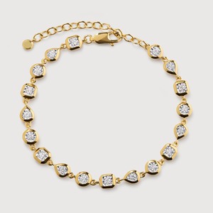 Bracciali in <span class=keywords><strong>Oro</strong></span> 18k con Zirconia Cubica a Forma di Pera, Quadrata e Rotonda, Gioielli Trendy, <span class=keywords><strong>Bracciale</strong></span> in Argento 925 con Charm Delicato - Product Image 1