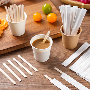 Bâtonnets à mélanger jetables en bois de bouleau naturel pour petits gobelets et accessoires de café – Fourniture professionnelle - Product Image 4