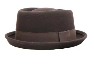 LM01 New style High Quality fashion 100% Wool Formal Hat with Round Top Rolled Edge Men Women Fedora hat