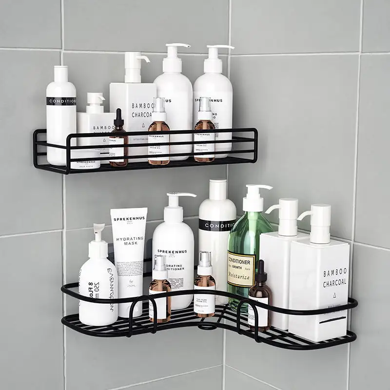 adhesive Bathroom Basket Storage shelves Corner Shower Shelf wall-mounted Shampoo organizer shelf