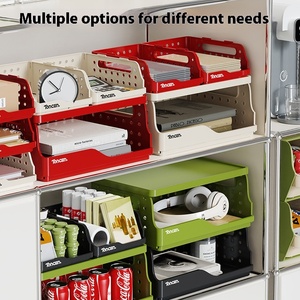 Có thể gập lại nhựa máy tính để bàn ba lớp lưu trữ giá tổ chức Stackable đóng mở - Product Image 3