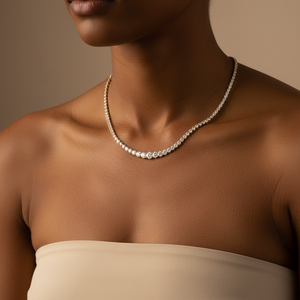 Collana Tennis con Diamanti Graduati Riviera in Oro 10K - Product Image 5