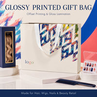 Sac cadeau en papier de luxe avec impression offset pour l'emballage des faux ongles, la vente au détail en salon et les accessoires de beauté